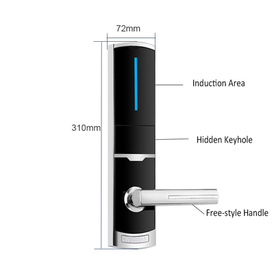 310*72mm สังกะสีซินก โรงแรม อิเล็กทรอนิกส์สมาชิกล็อคประตูด้วยบัตร RFID และกุญแจกลไก