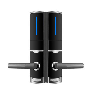 ล็อคประตูโรงแรมโลหะผสมสังกะสีสีดำพร้อมแบตเตอรี่ AA 4 ก้อน