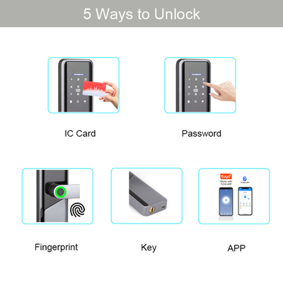 อลูมิเนียมอัลลอยด์ TTlock Tuya WiFi ลายนิ้วมือดิจิตอลล็อคประตูอัจฉริยะพร้อมรหัสบัตรรหัสผ่าน