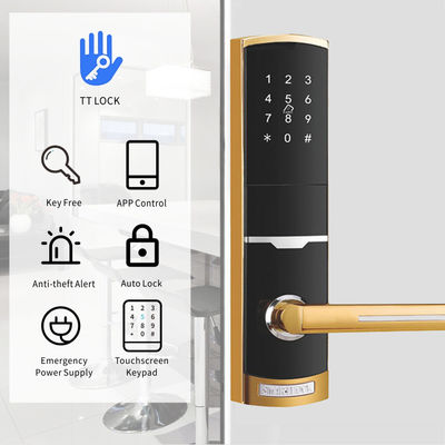 สีทอง ระยะไกลควบคุม Smart Keypad ประตูล็อคกับ TTlock แอพการ์ดคีย์